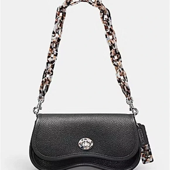 NWT Coach Wavy Dinky Bag Shoulder & Crossbody Coachtopia Black Leather CK113 - Picture 2 of 16